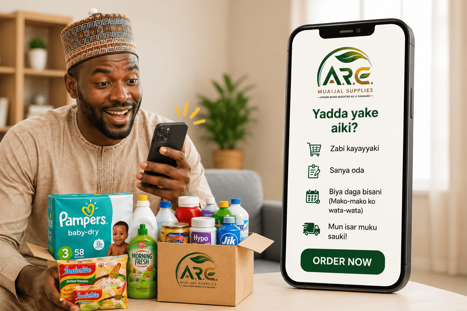 Ordering through the A.R.E. app